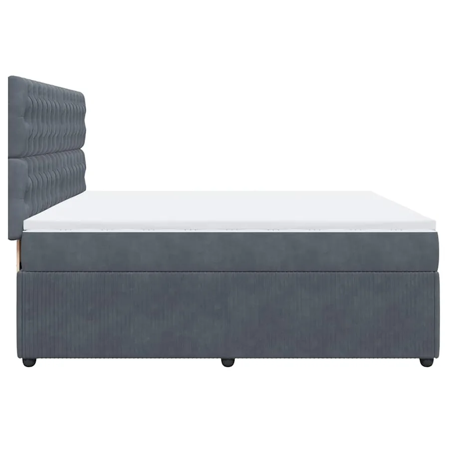 Sommier à lattes de lit et matelas Gris foncé 200x200cm Velours - 5