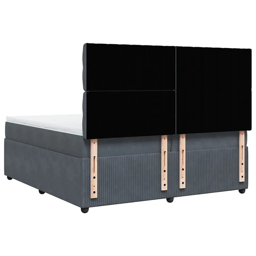 Sommier à lattes de lit et matelas Gris foncé 200x200cm Velours - 6