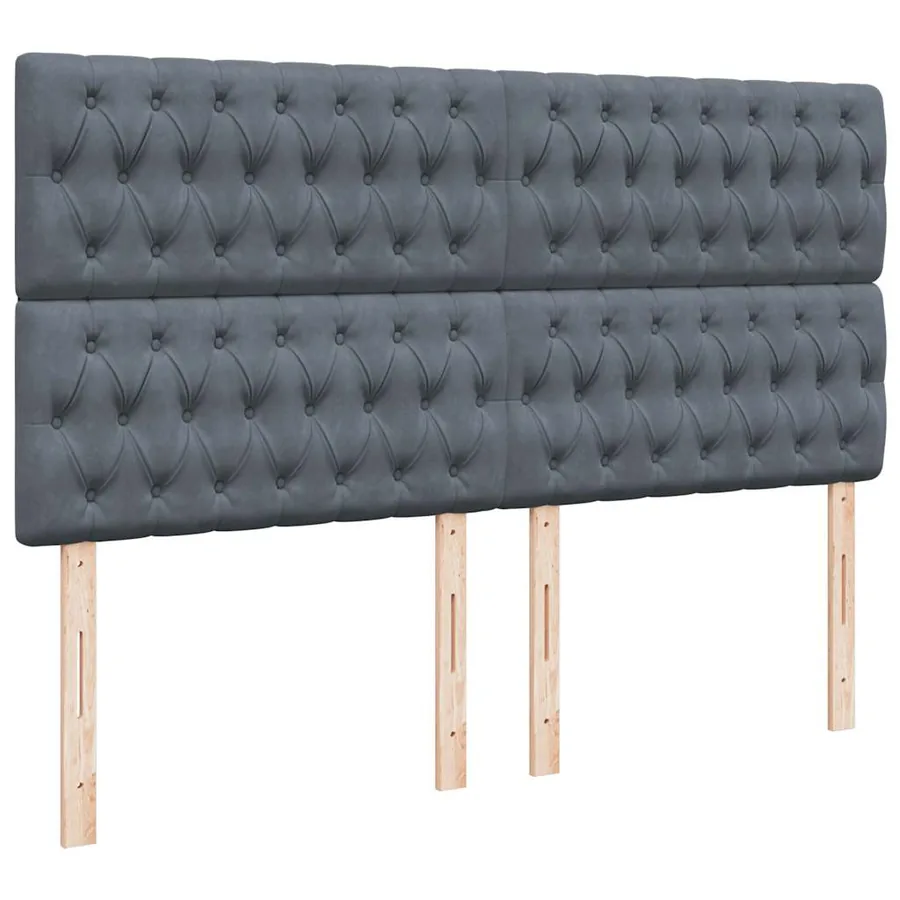 Sommier à lattes de lit et matelas Gris foncé 200x200cm Velours - 7