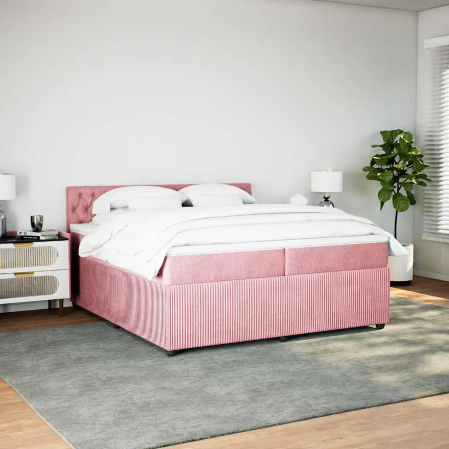 Sommier à lattes de lit avec matelas Rose 200x200 cm Velours - 3