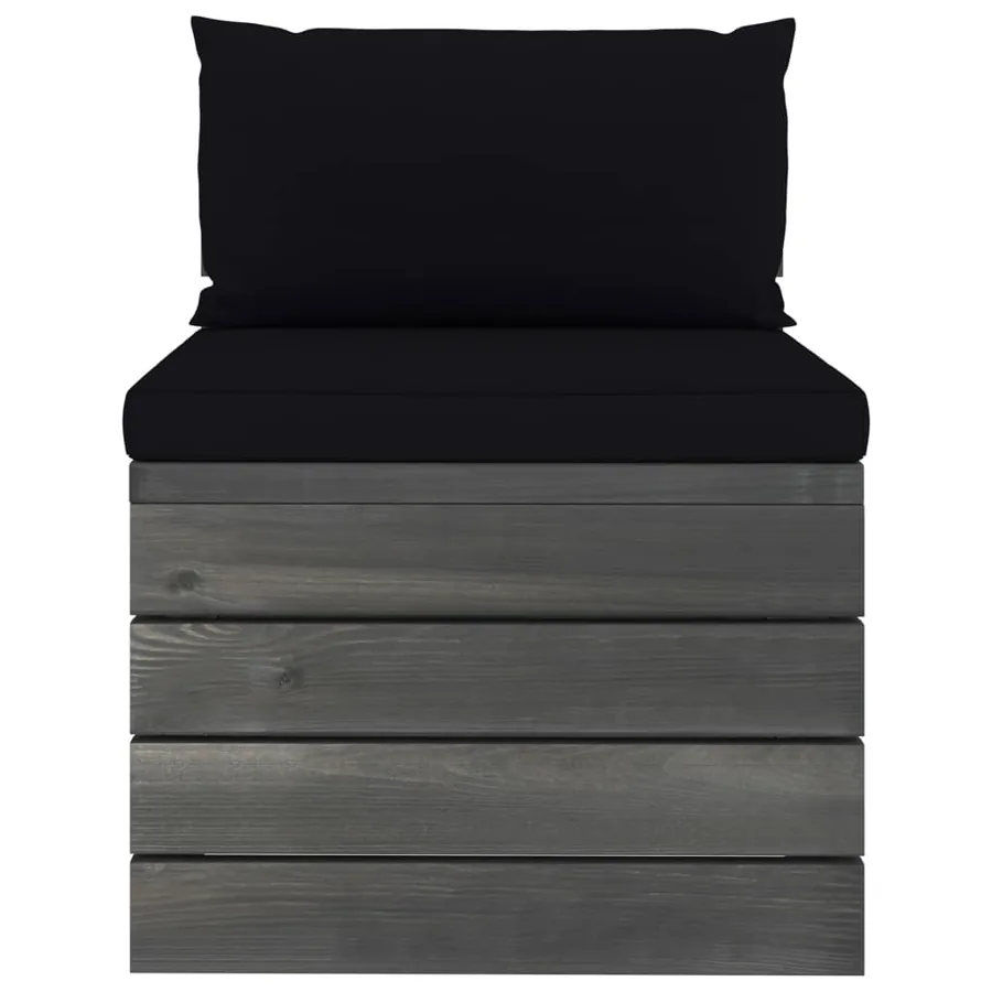 Salon palette de jardin 2 pcs avec coussins Bois de pin massif - 4