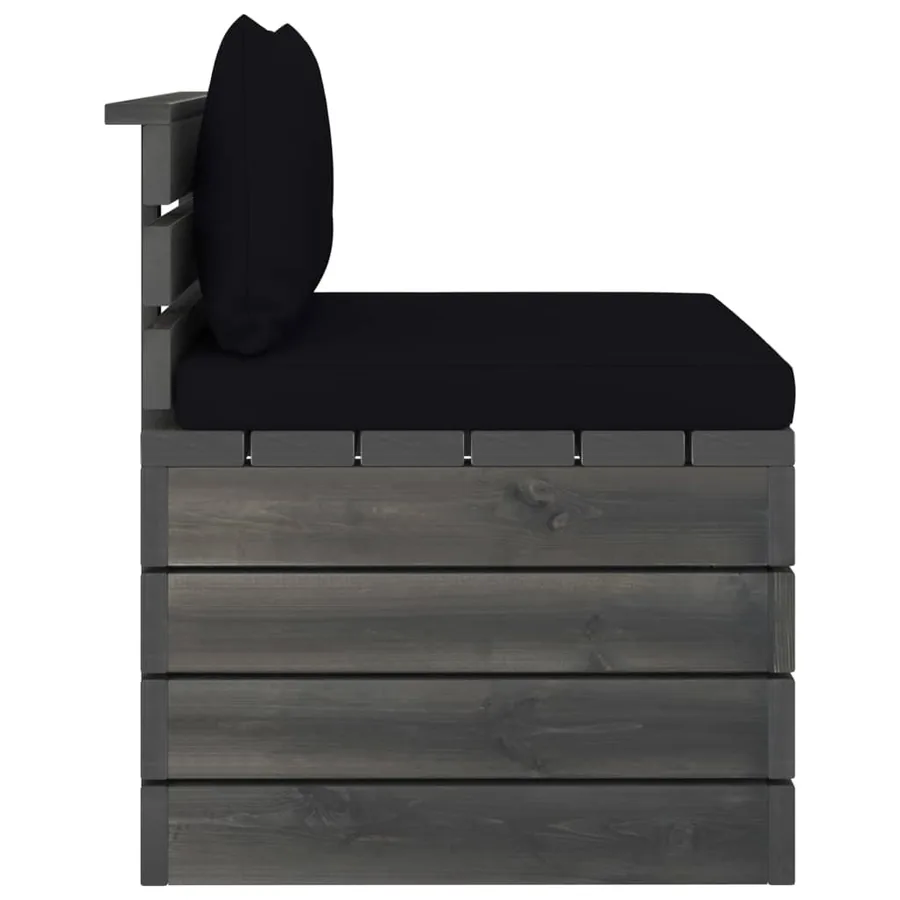 Salon palette de jardin 2 pcs avec coussins Bois de pin massif - 5