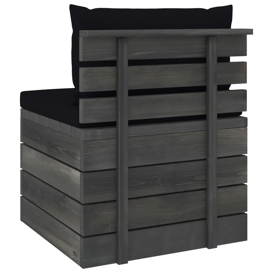 Salon palette de jardin 2 pcs avec coussins Bois de pin massif - 6