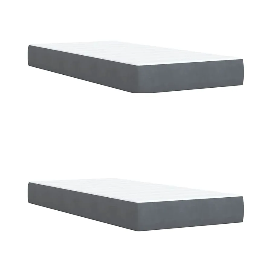 Sommier à lattes de lit et matelas Gris foncé 200x200cm Velours - 11