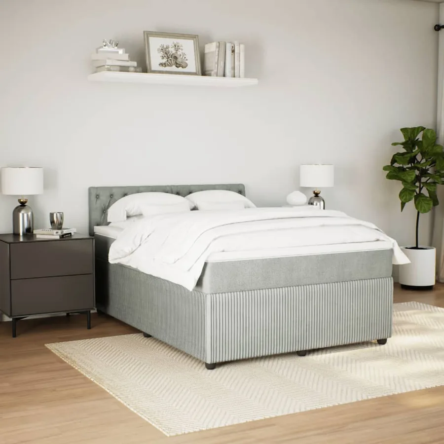 Sommier à lattes de lit et matelas Gris clair 140x200cm Velours - 3