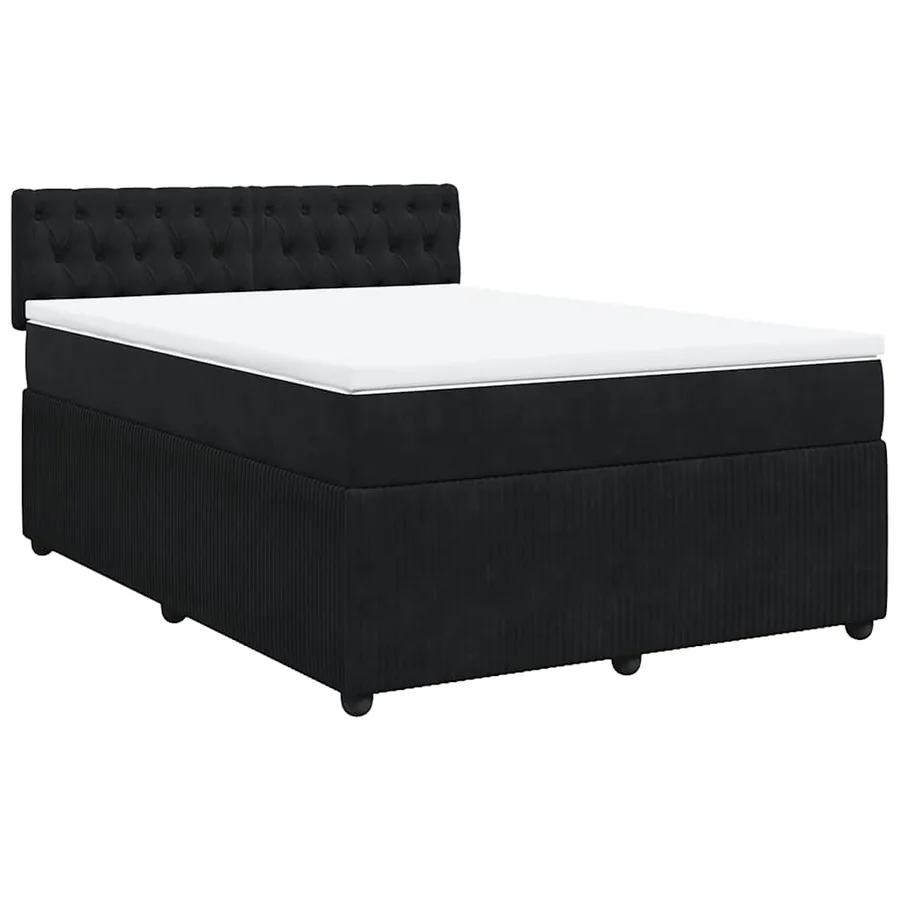 Sommier à lattes de lit avec matelas Noir 140x200 cm Velours - 3