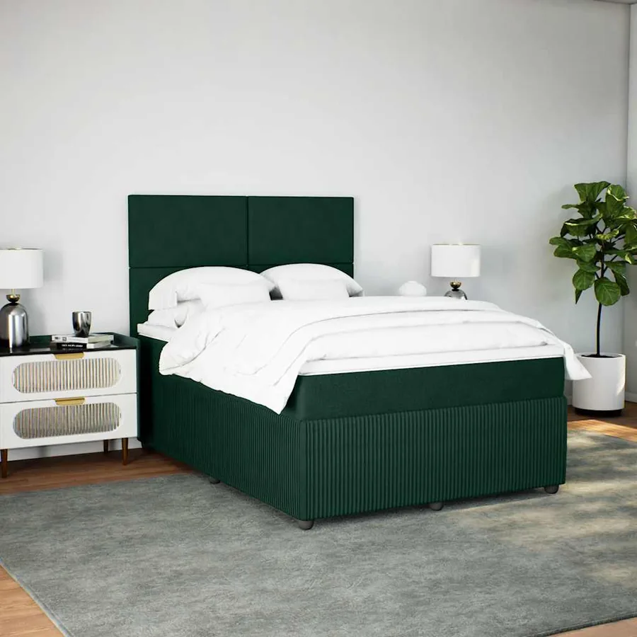 Sommier à lattes de lit et matelas Vert foncé 140x200cm Velours - 5