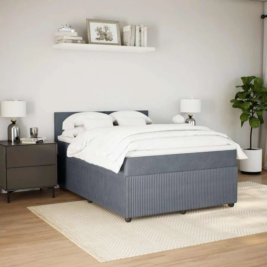 Sommier à lattes de lit et matelas Gris foncé 140x200cm Velours - 5