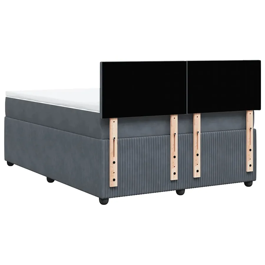 Sommier à lattes de lit et matelas Gris foncé 140x200cm Velours - 8