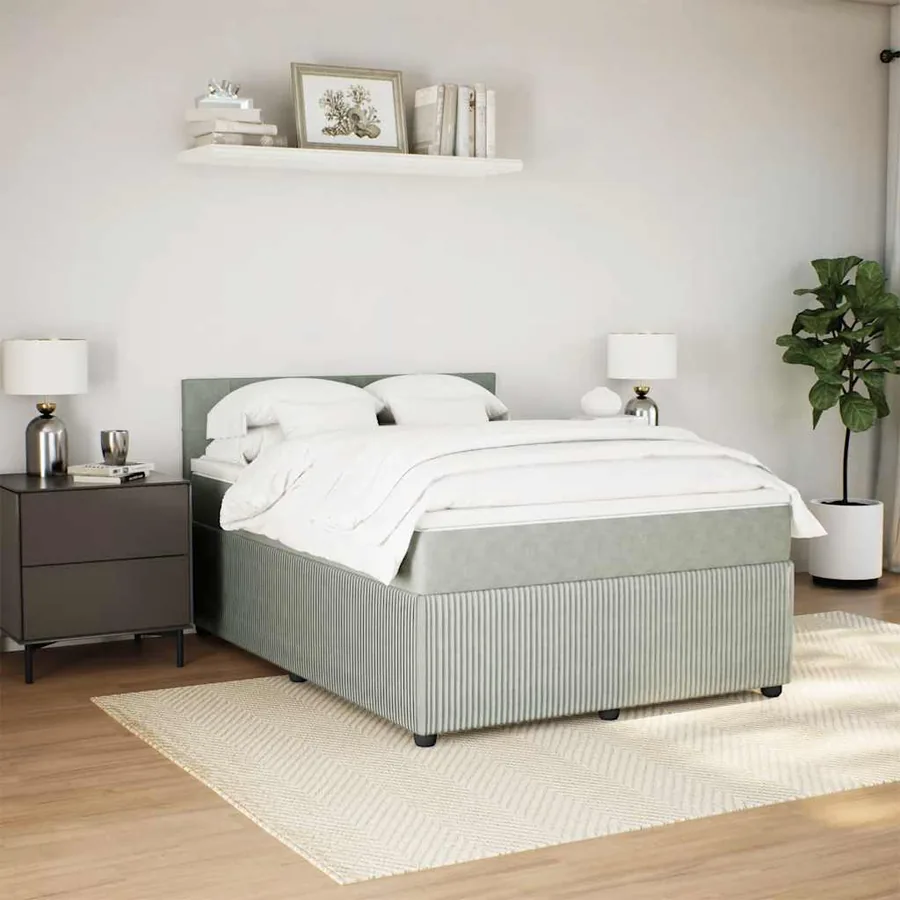 Sommier à lattes de lit et matelas Gris clair 140x200cm Velours - 3