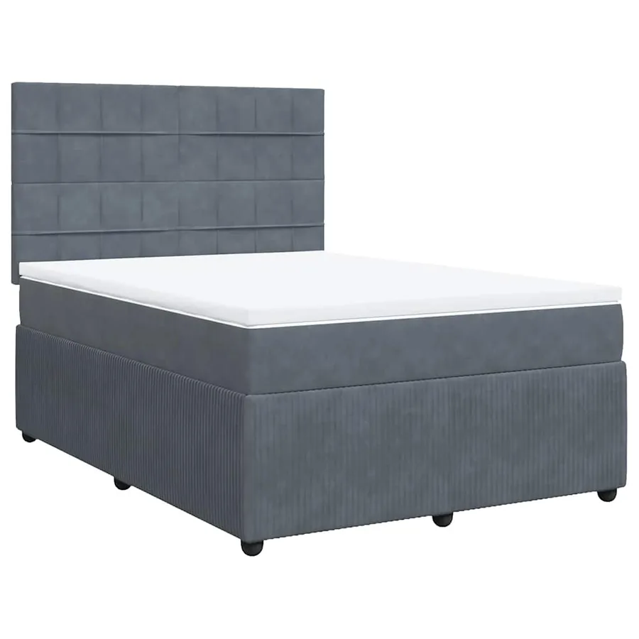 Sommier à lattes de lit et matelas Gris foncé 140x200cm Velours - 2
