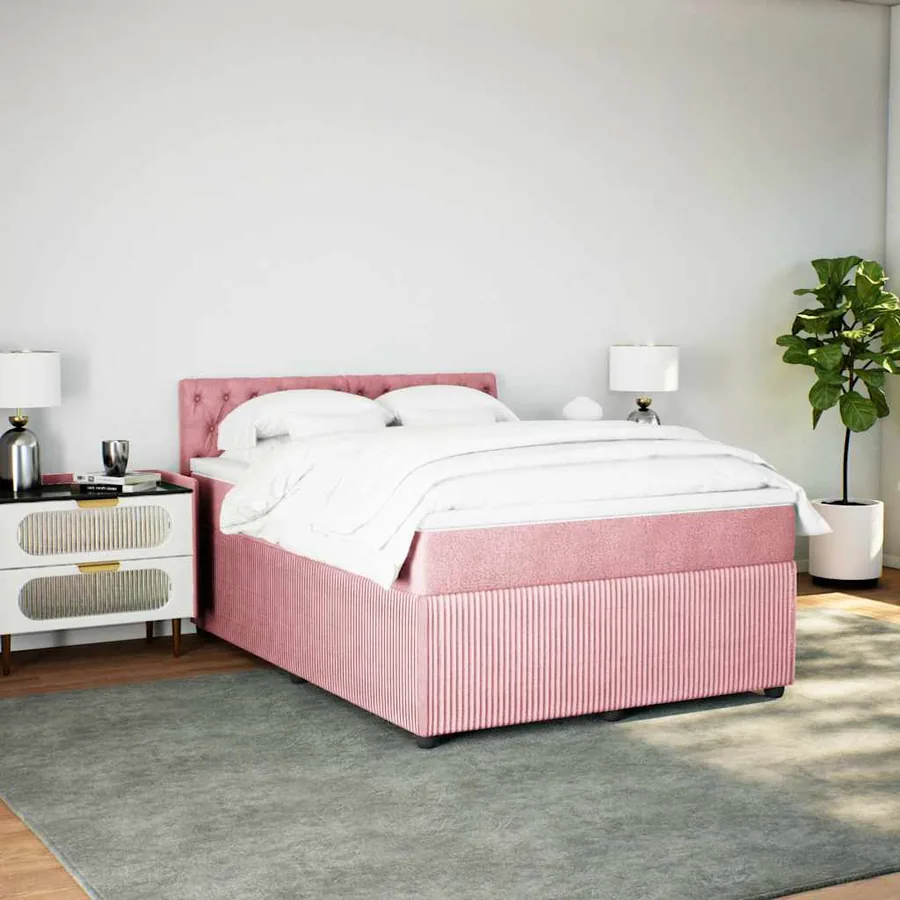 Sommier à lattes de lit avec matelas Rose 160x200 cm Velours - 3
