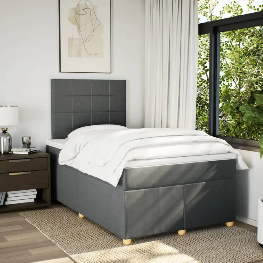 Sommier à lattes de lit avec matelas Gris foncé 120x200cm Tissu - 5