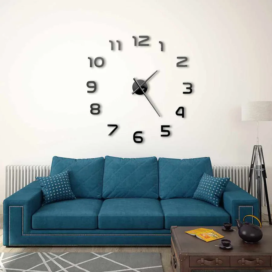 Horloge murale 3D Design moderne 100 cm XXL Noir