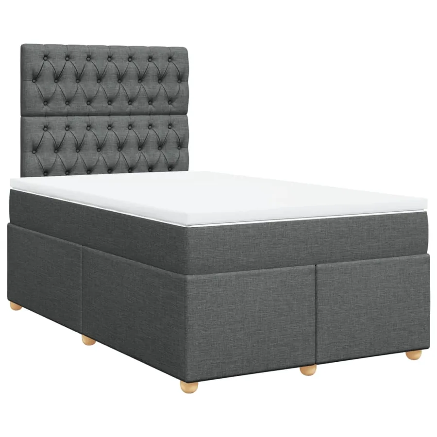 Sommier à lattes de lit avec matelas Gris foncé 120x200cm Tissu - 3