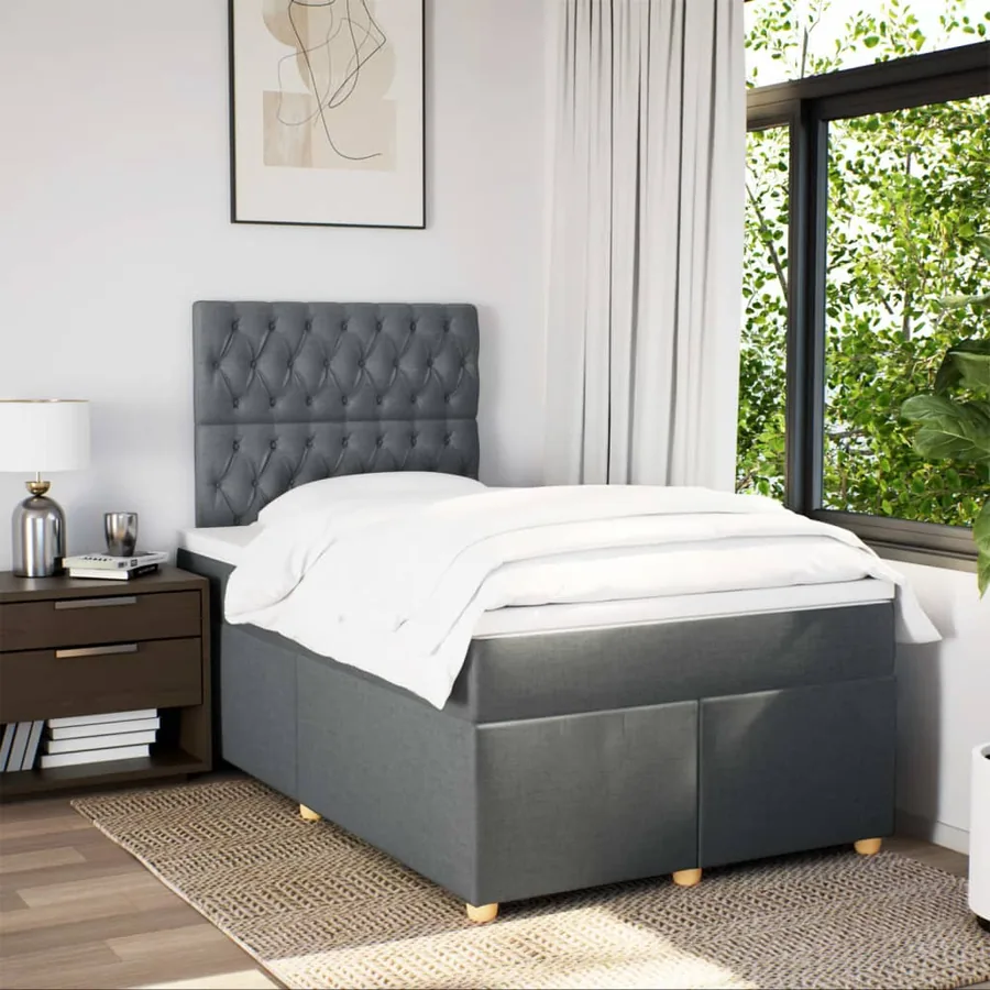 Sommier à lattes de lit avec matelas Gris foncé 120x200cm Tissu - 5