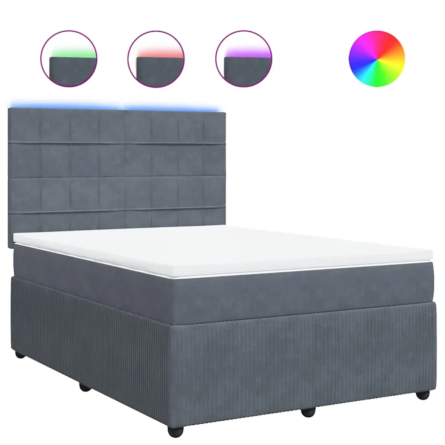 Sommier à lattes de lit et matelas Gris foncé 160x200cm Velours - 2