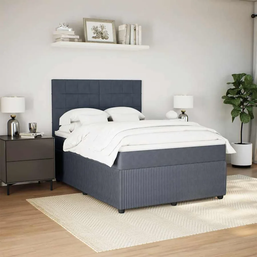 Sommier à lattes de lit et matelas Gris foncé 160x200cm Velours - 4