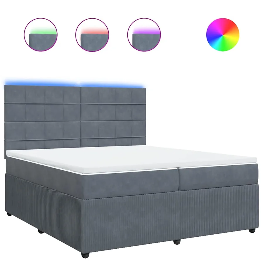 Sommier à lattes de lit et matelas Gris foncé 200x200cm Velours - 2