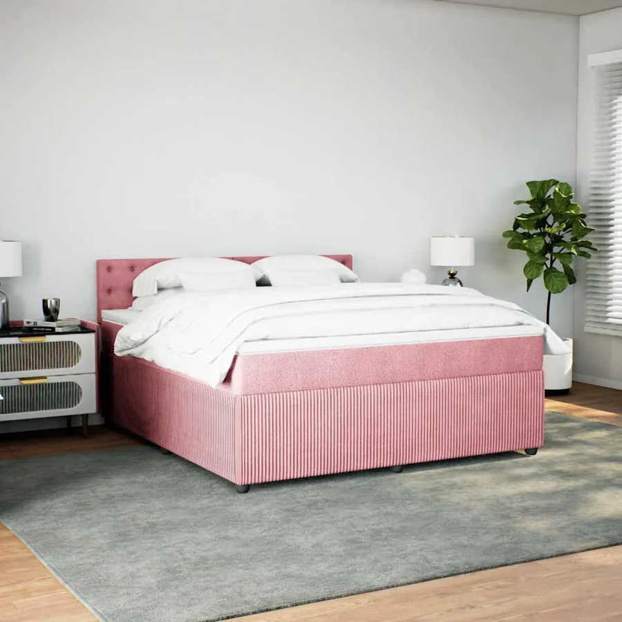 Sommier à lattes de lit avec matelas Rose 180x200 cm Velours - 4