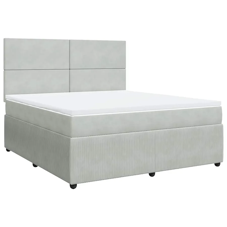 Sommier à lattes de lit et matelas Gris clair 180x200cm Velours - 2