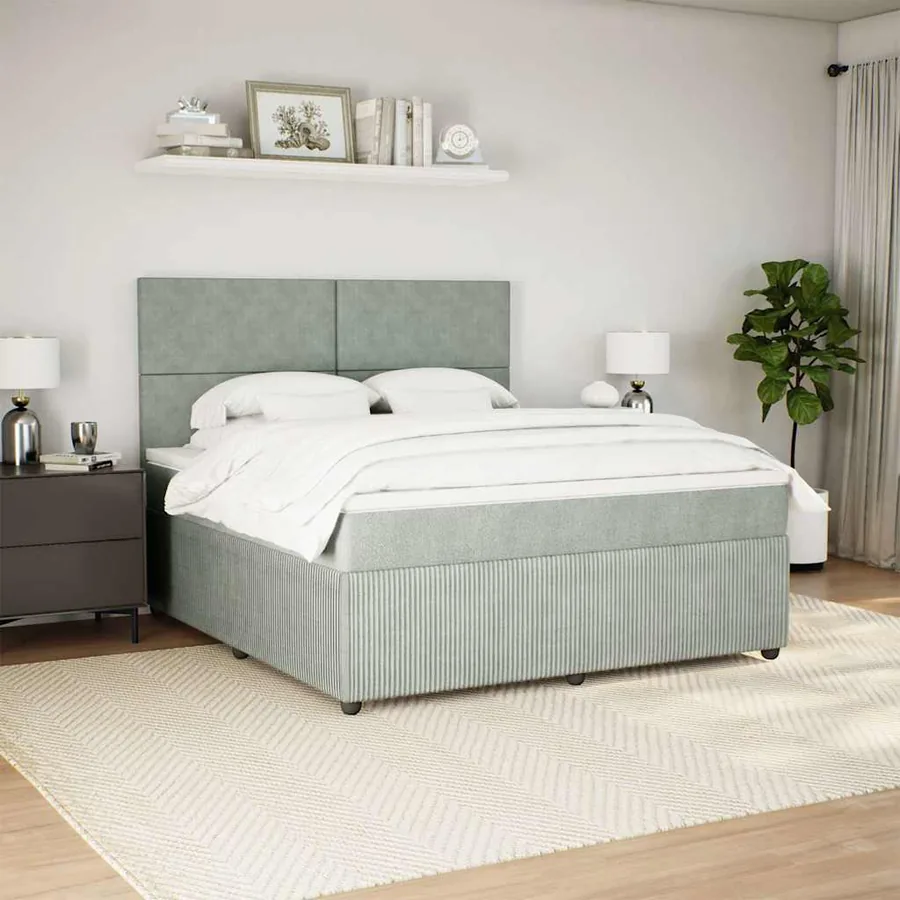 Sommier à lattes de lit et matelas Gris clair 180x200cm Velours - 3