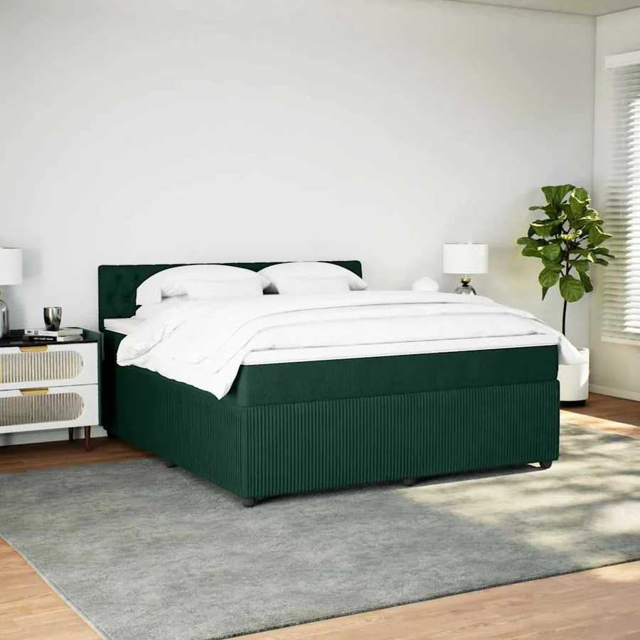 Sommier à lattes de lit et matelas Vert foncé 180x200cm Velours - 3