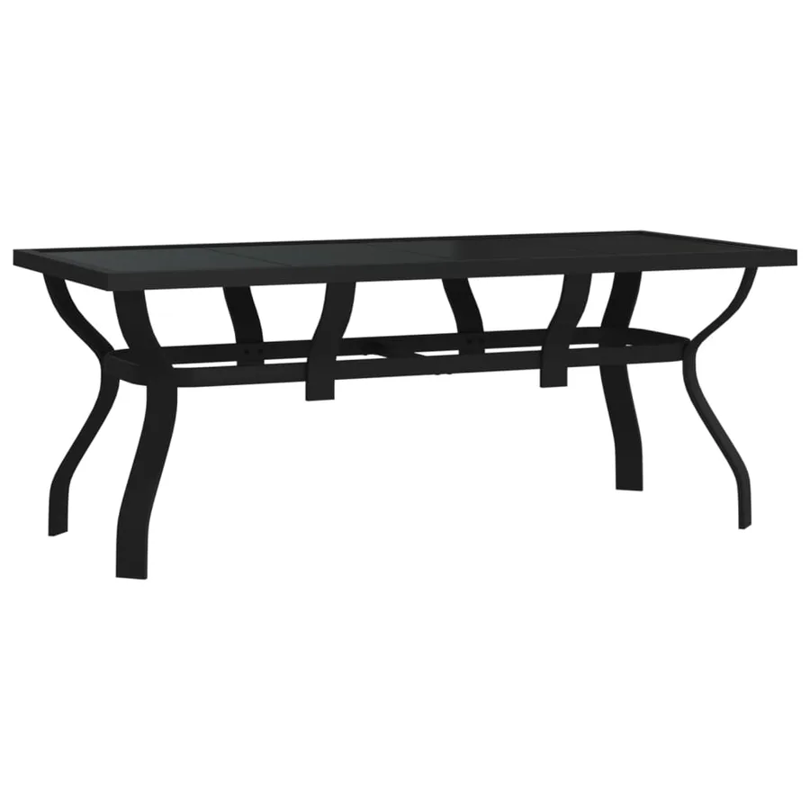 Table de jardin Noir 180x80x70 cm Acier et verre - 2