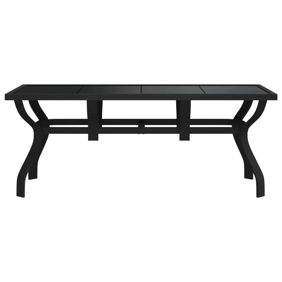 Table de jardin Noir 180x80x70 cm Acier et verre - 3