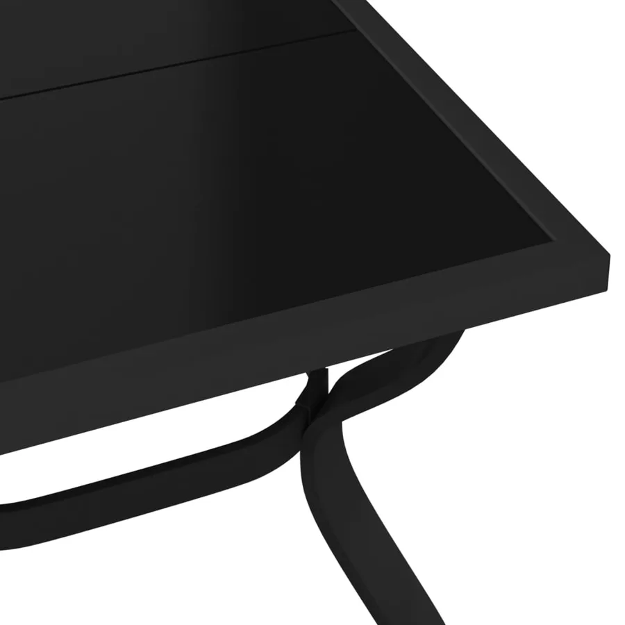 Table de jardin Noir 180x80x70 cm Acier et verre - 5