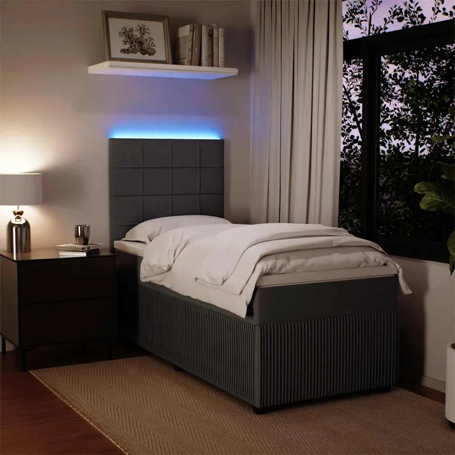 Sommier à lattes de lit et matelas Gris foncé 90x200 cm Velours - 4