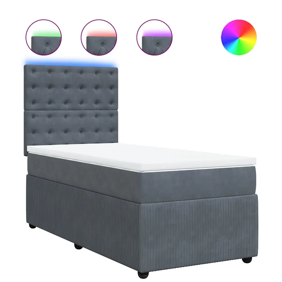 Sommier à lattes de lit et matelas Gris foncé 90x200 cm Velours - 2