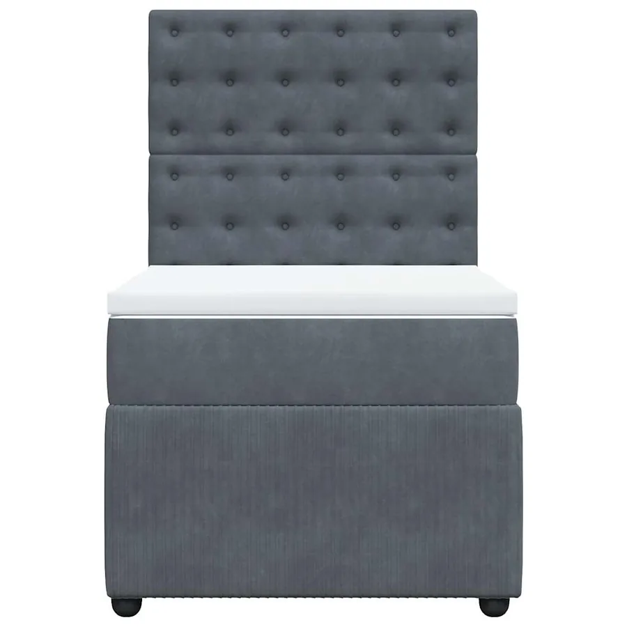 Sommier à lattes de lit et matelas Gris foncé 90x200 cm Velours - 6