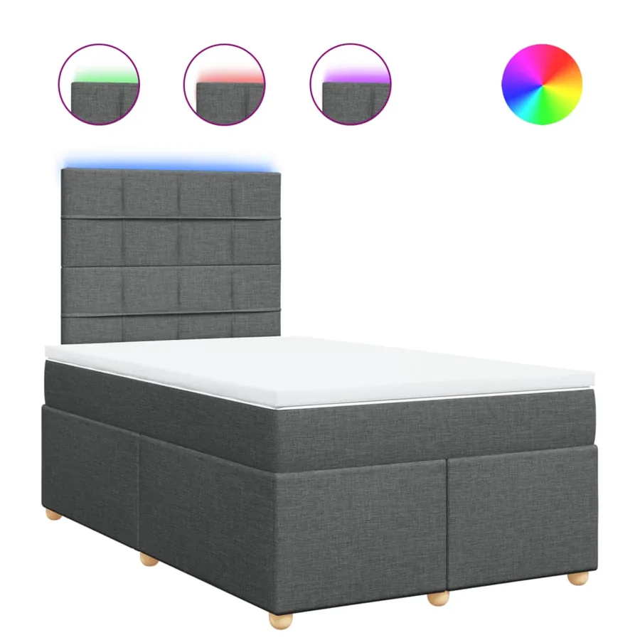 Sommier à lattes de lit avec matelas gris foncé 120x190cm tissu - 2