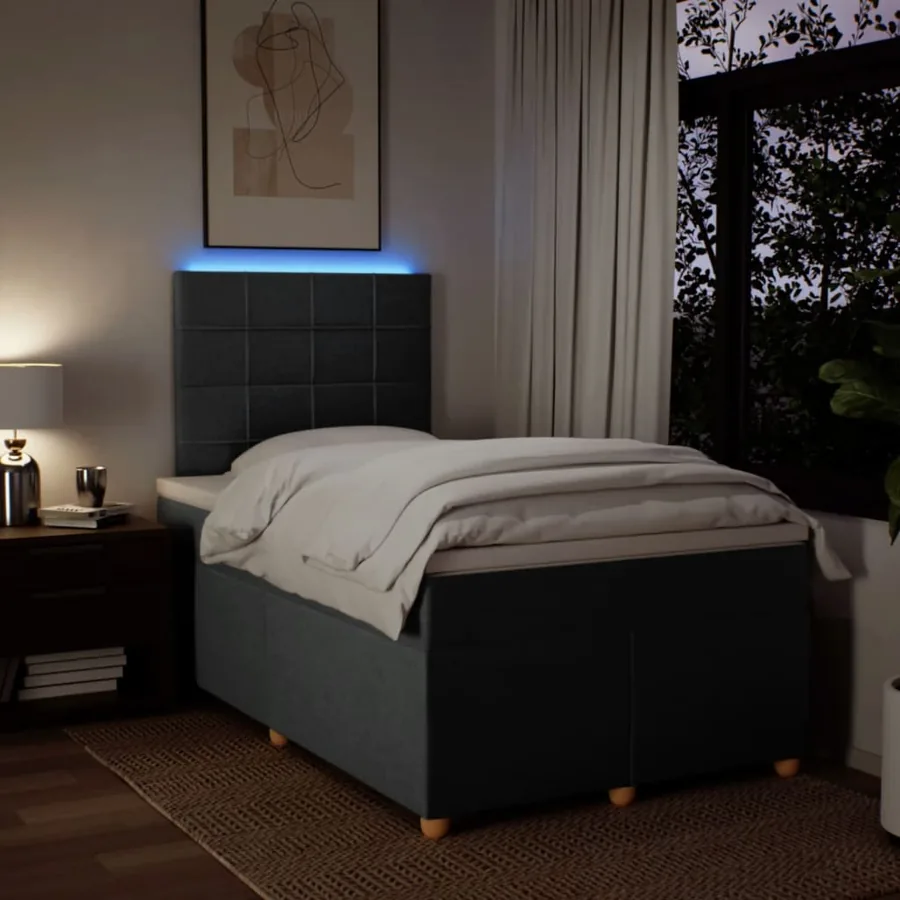 Sommier à lattes de lit avec matelas gris foncé 120x190cm tissu - 4