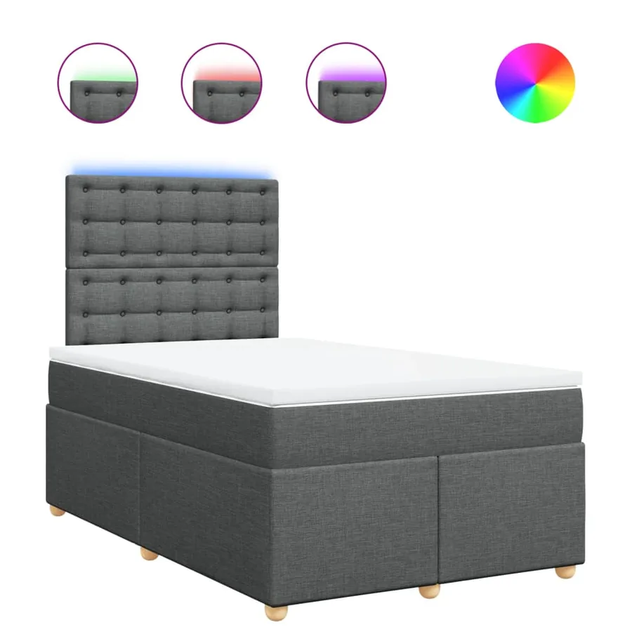 Sommier à lattes de lit avec matelas gris foncé 120x190cm tissu - 2