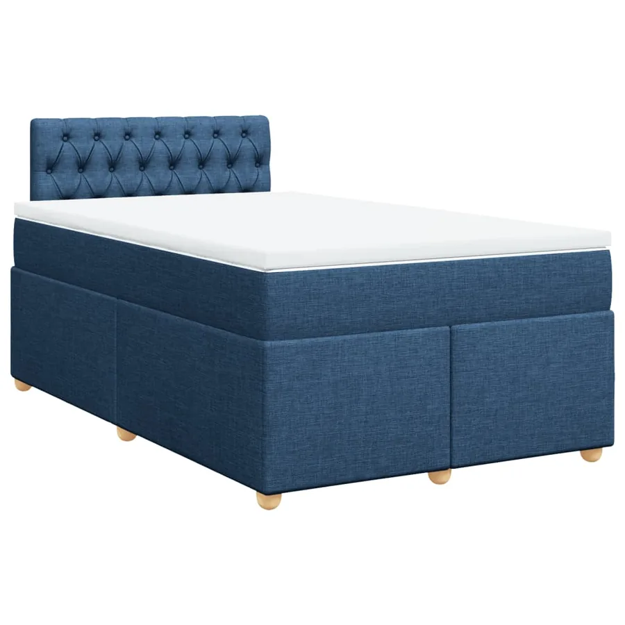 Sommier à lattes de lit avec matelas bleu 120x190 cm tissu - 3