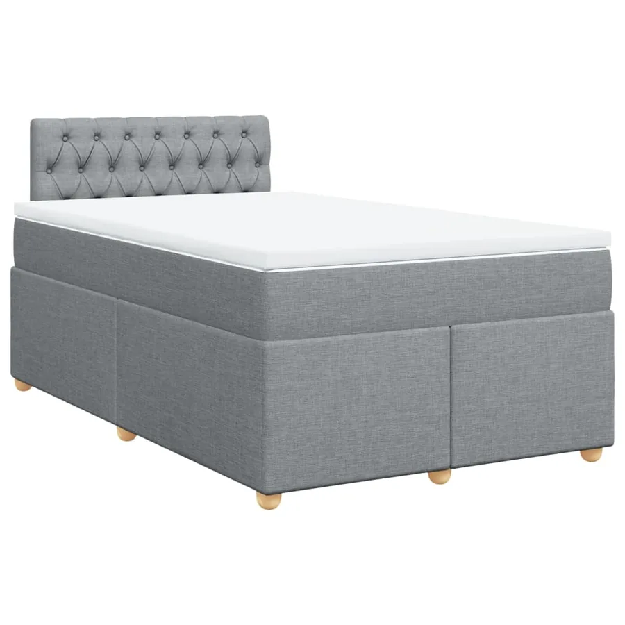 Sommier à lattes de lit et matelas gris clair 120x190 cm tissu - 3