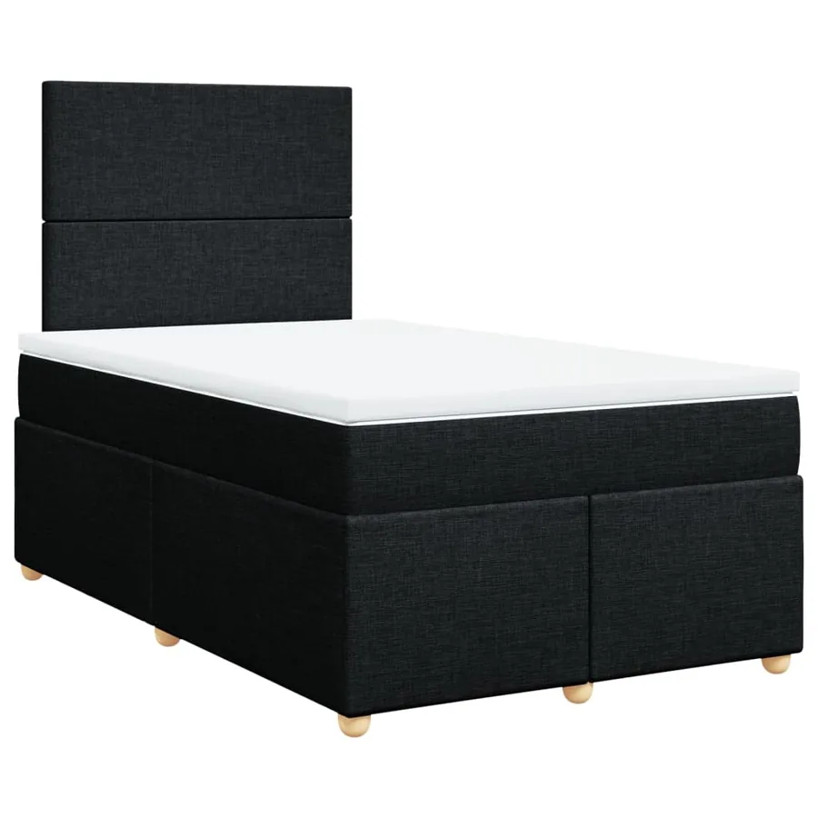 Sommier à lattes de lit avec matelas noir 120x190 cm tissu - 2