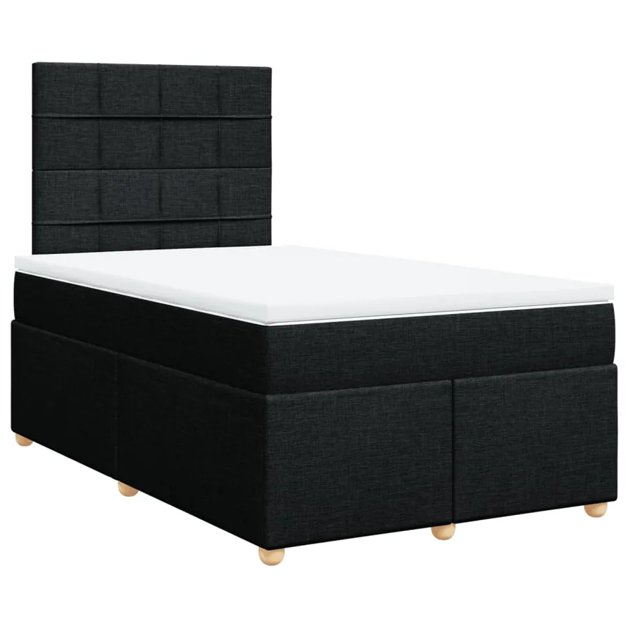 Sommier à lattes de lit avec matelas noir 120x190 cm tissu - 2