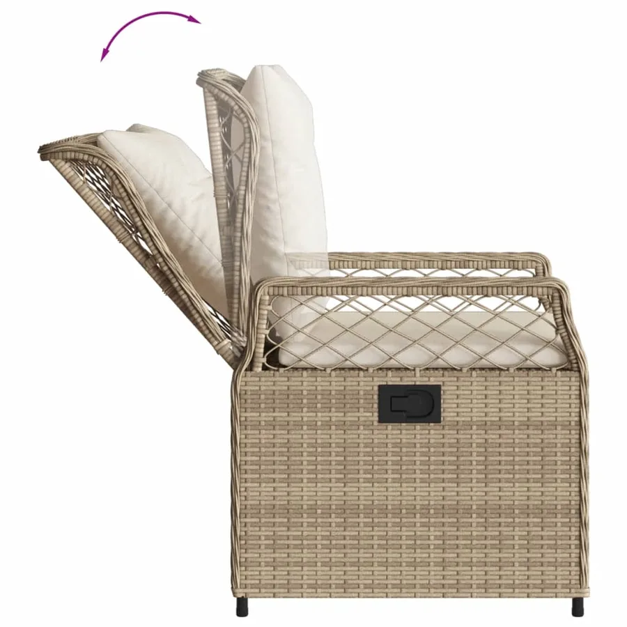 Ensemble à manger de jardin et coussins 7 pcs beige poly rotin - 5