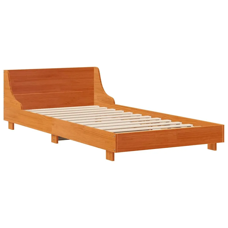 Cadre de lit sans matelas cire marron 90x190 cm bois pin massif - 3