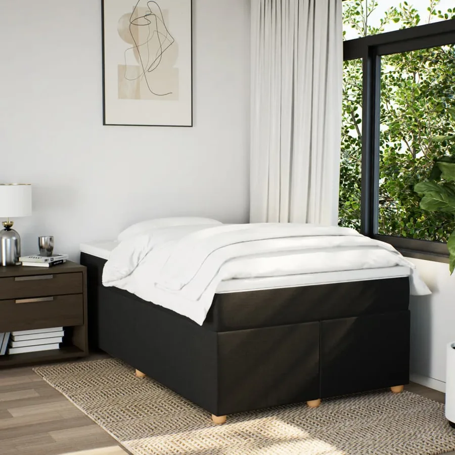 Sommier à lattes de lit avec matelas noir 120x190 cm tissu - 3
