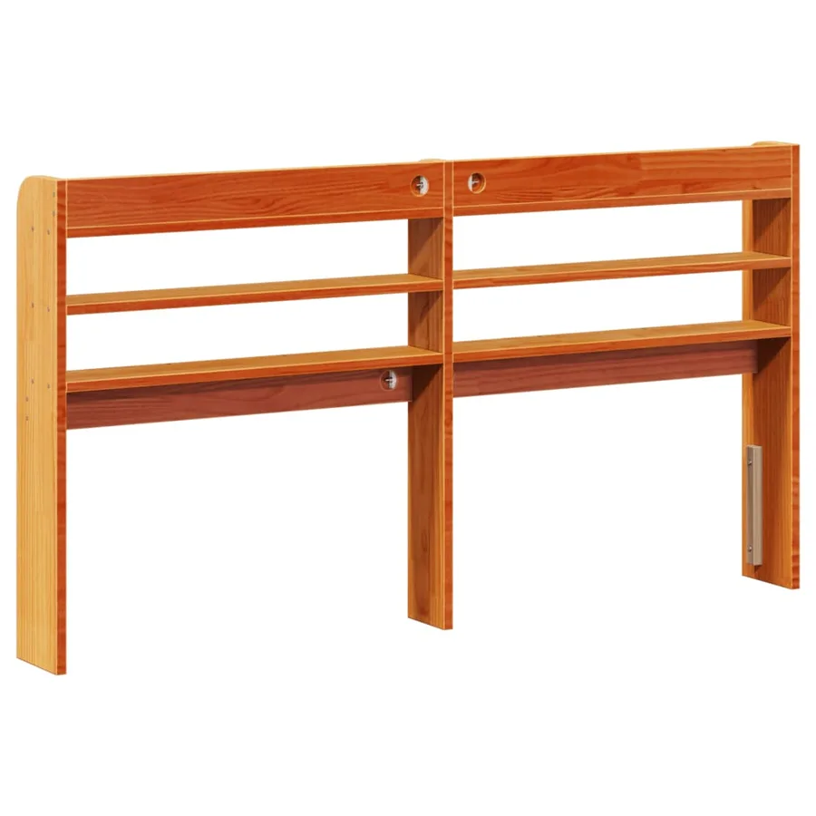 Tête de lit avec étagères marron cire 160 cm bois massif de pin - 5