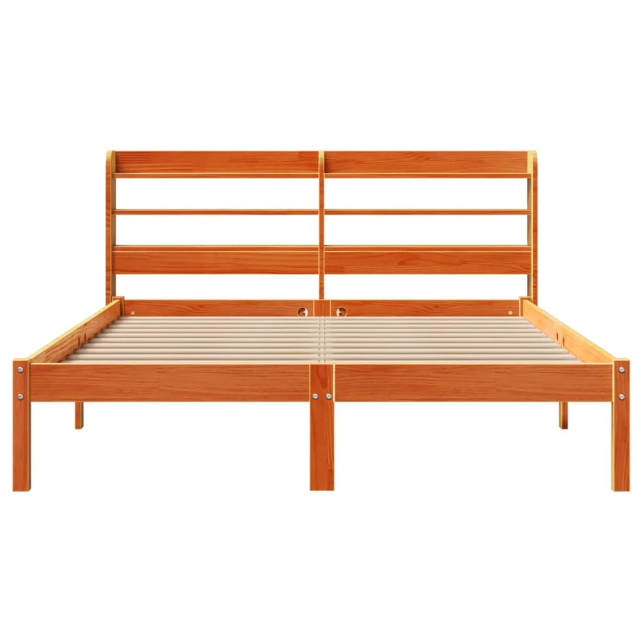 Cadre de lit et tête de lit sans matelas cire marron 160x200 cm - 4