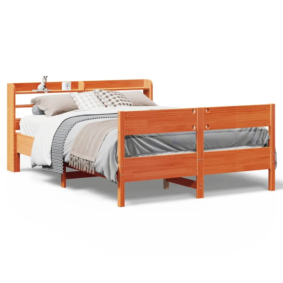 Cadre de lit sans matelas cire marron 160x200cm bois pin massif - 2