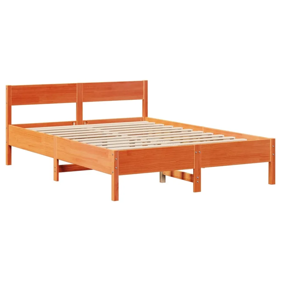 Cadre de lit sans matelas cire marron 160x200cm bois pin massif - 7