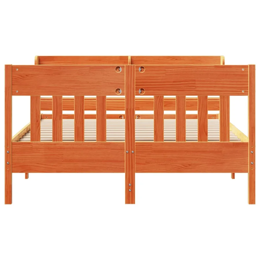 Cadre de lit sans matelas cire marron 160x200cm bois pin massif - 4