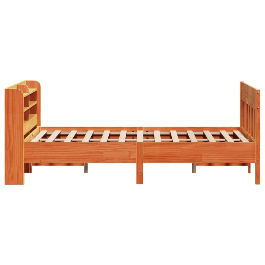 Cadre de lit sans matelas cire marron 160x200cm bois pin massif - 5