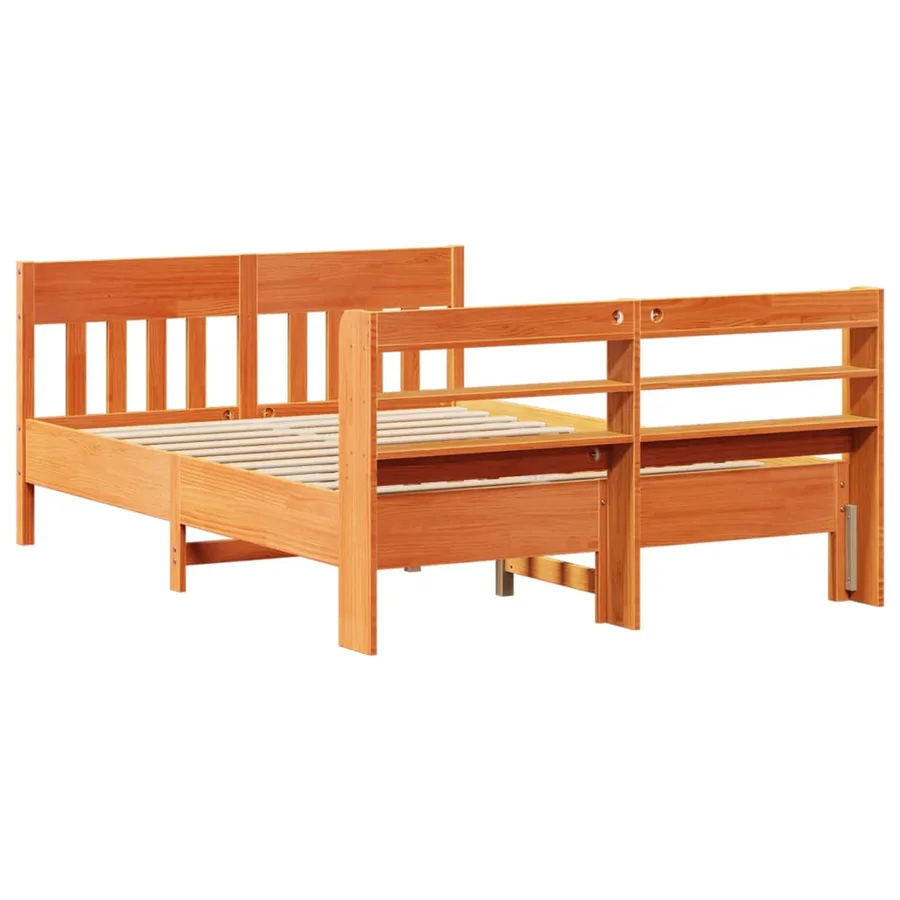 Cadre de lit sans matelas cire marron 160x200cm bois pin massif - 6
